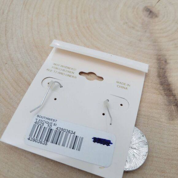 Brand New Versona Silver Pattern Round Earrings - Picture 7 of 8